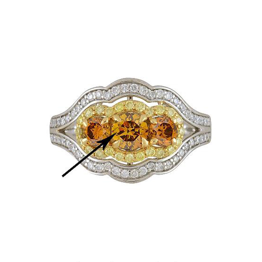 Natural Yellow-Orange Diamond Ring in 14K Two Tone Gold