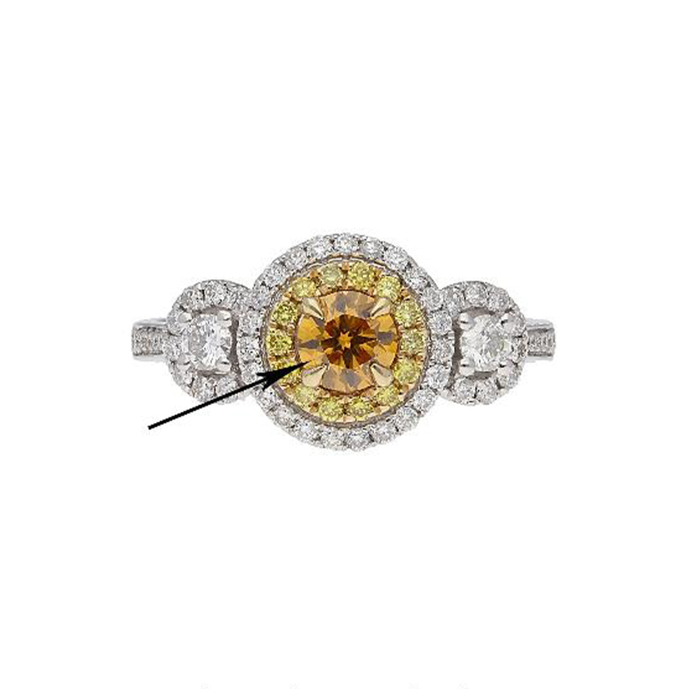 Natural Yellow-Orange Diamond Ring in 14K Two Tone Gold