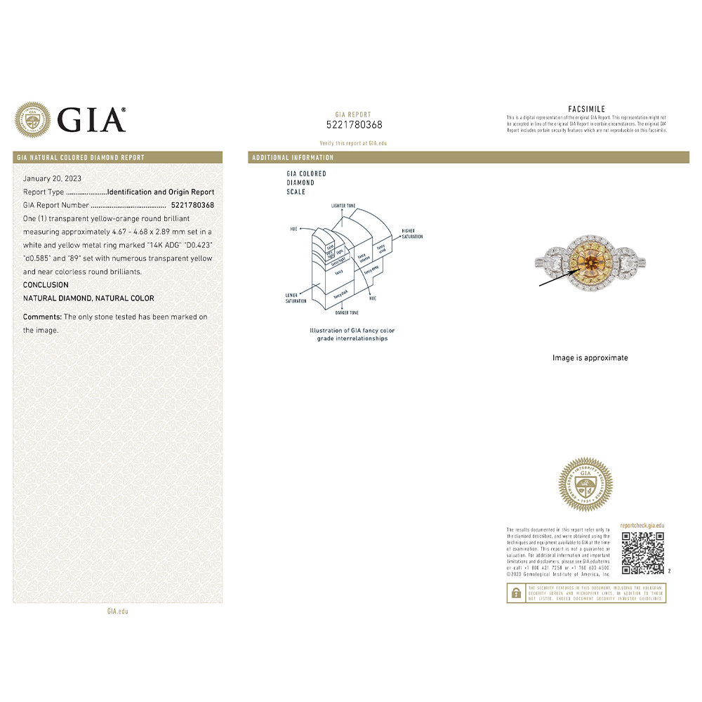 Natural Yellow-Orange Diamond Ring in 14K Two Tone Gold