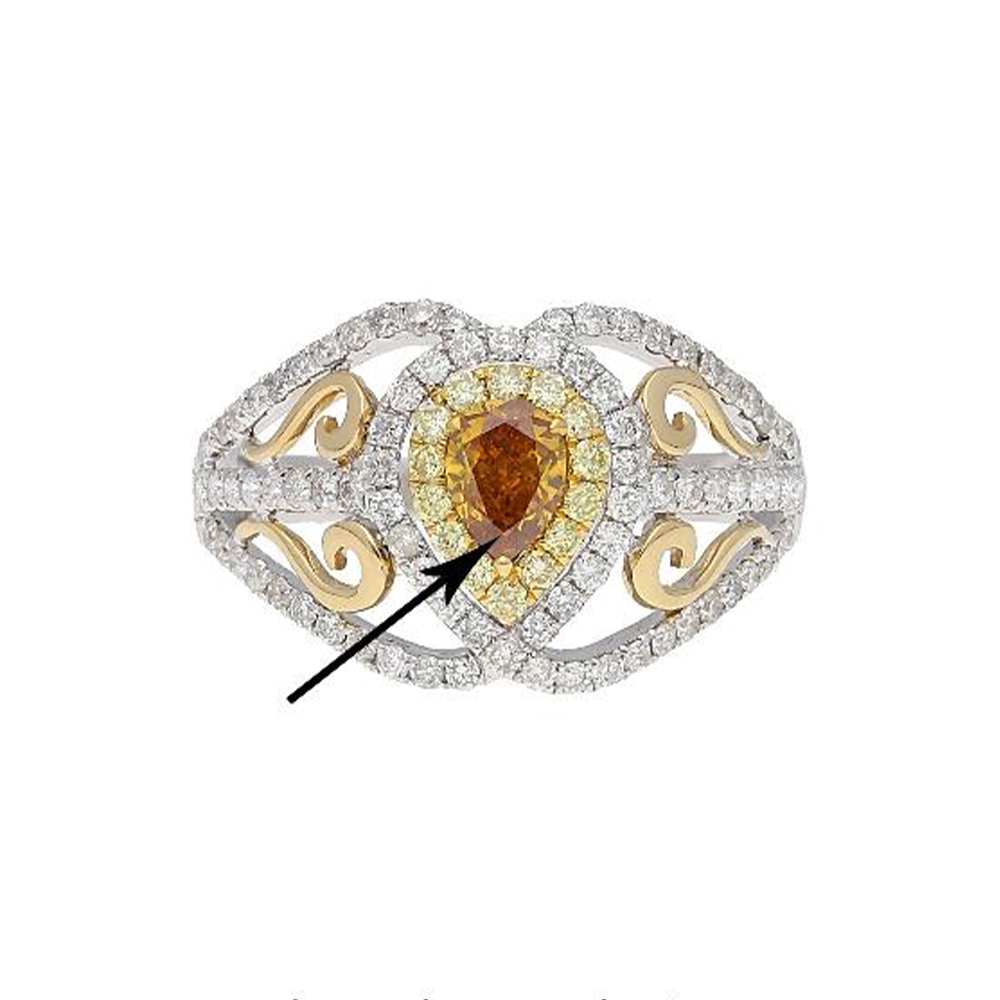 Natural Yellow-Orange Diamond Ring in 18K Two Tone Gold