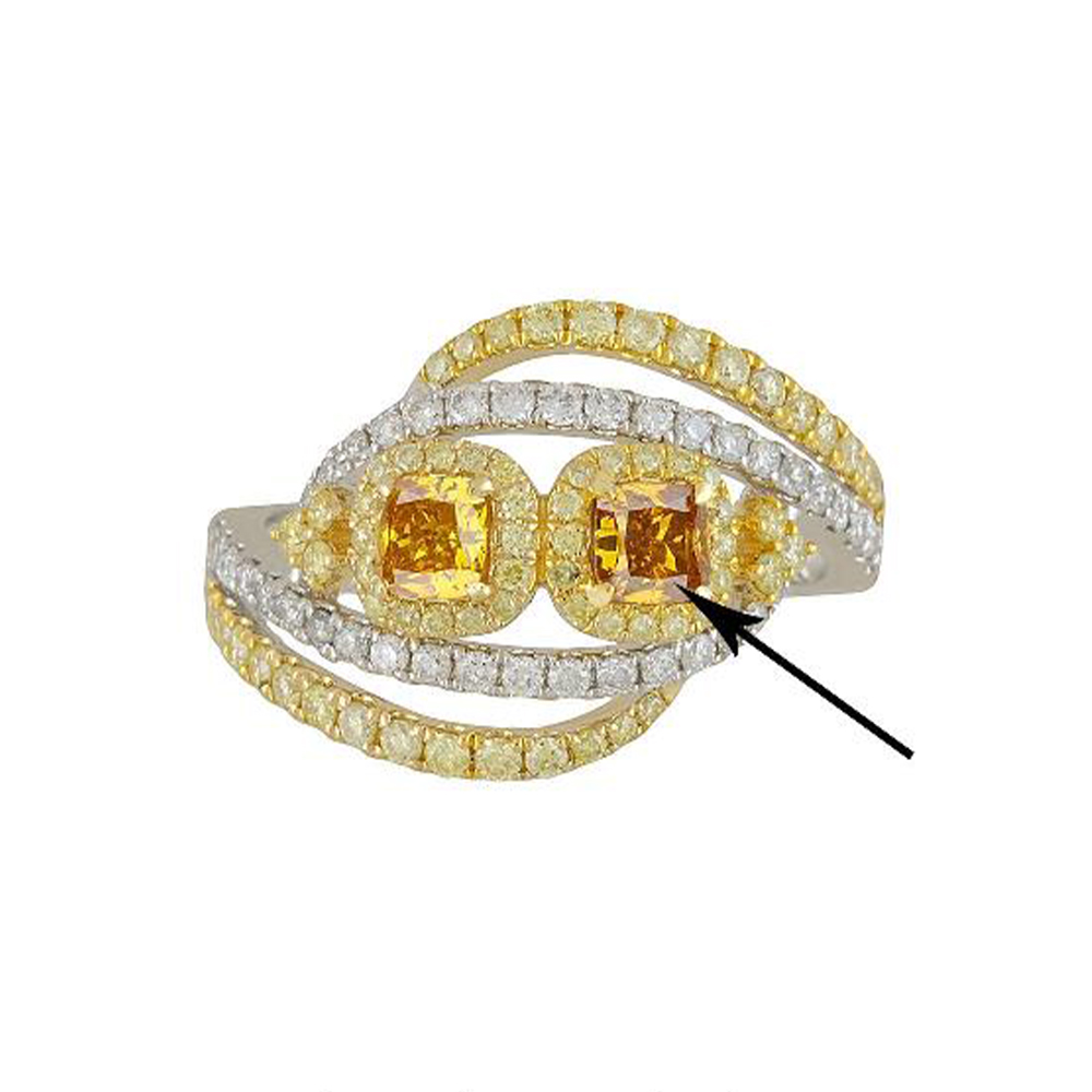 Natural Yellowish Orange Diamond Ring in 18K Two Tone Gold
