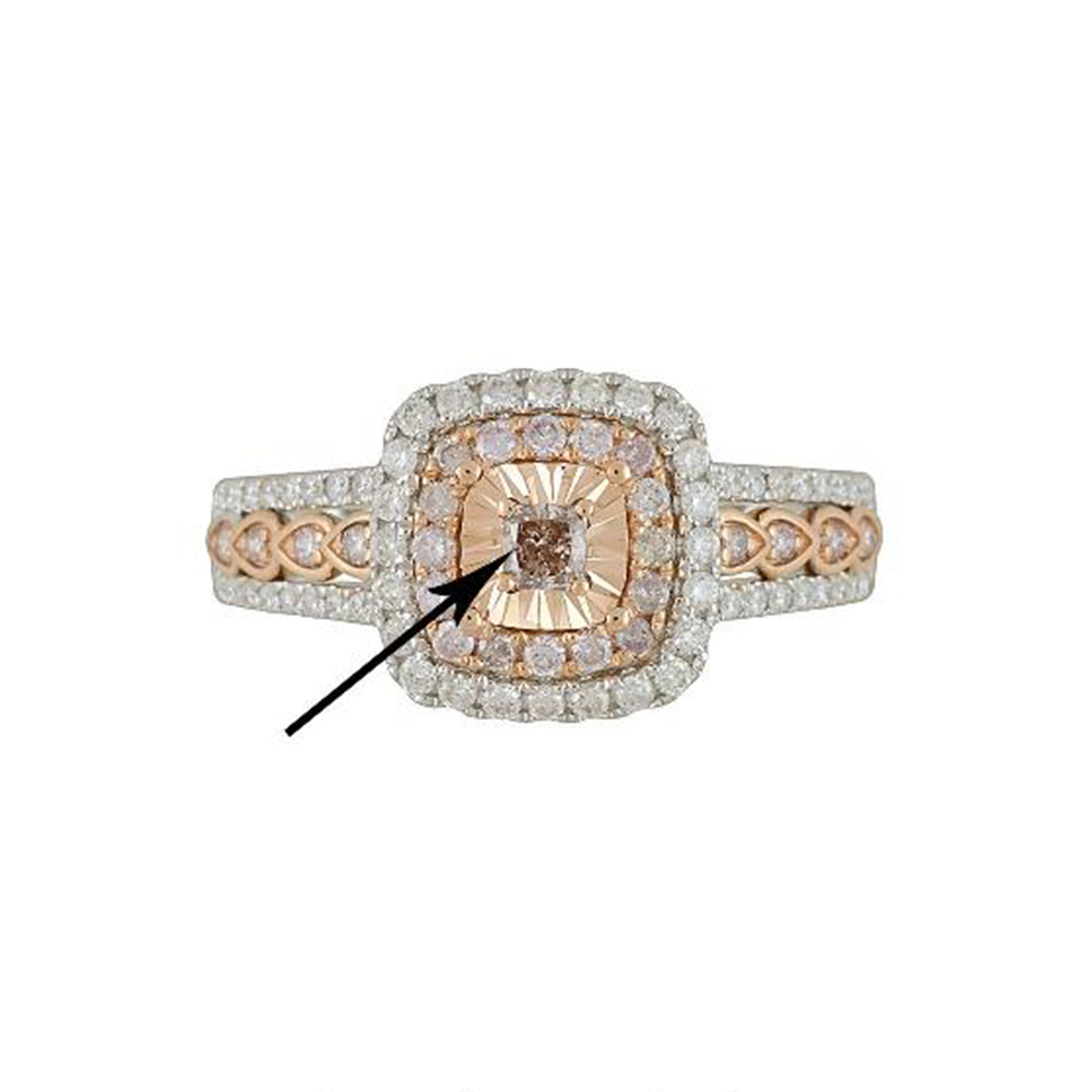 Natural Brown Diamond Ring in 18K Two Tone Gold
