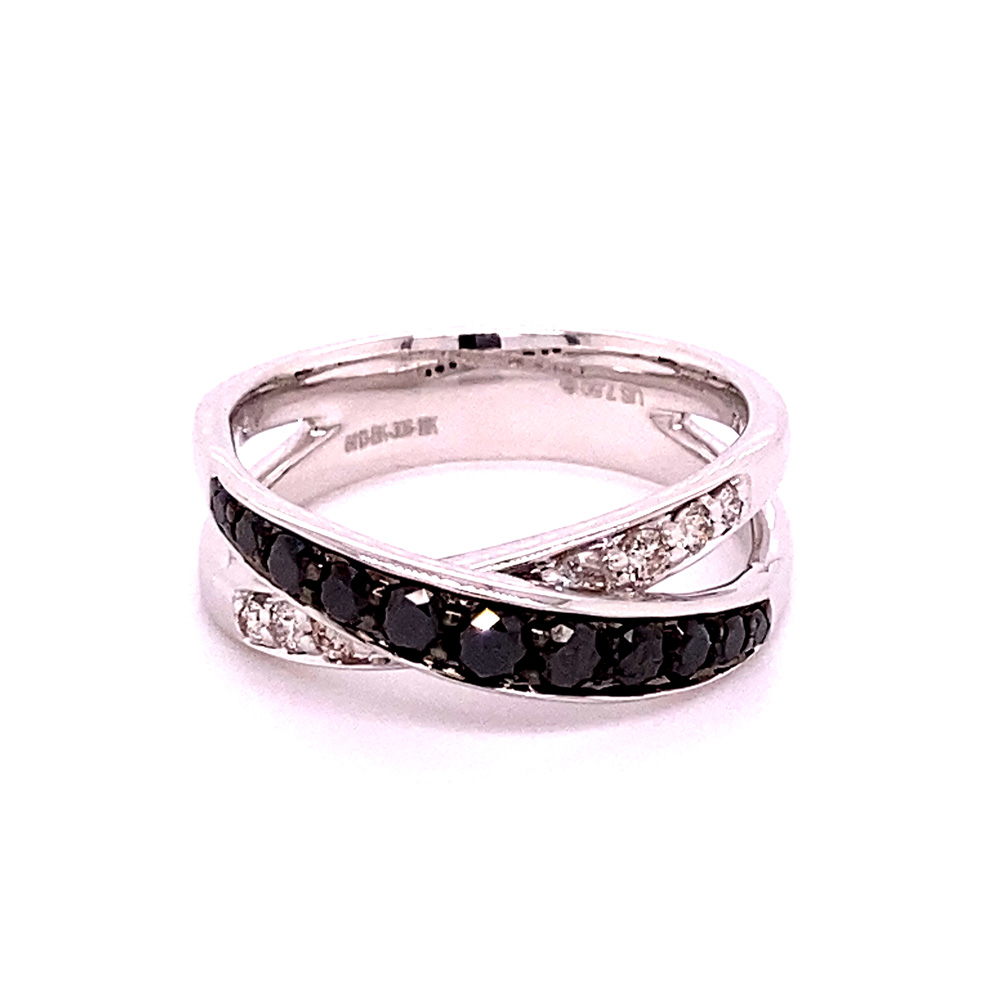 Black Diamond Ladies Ring in 14K White Gold
