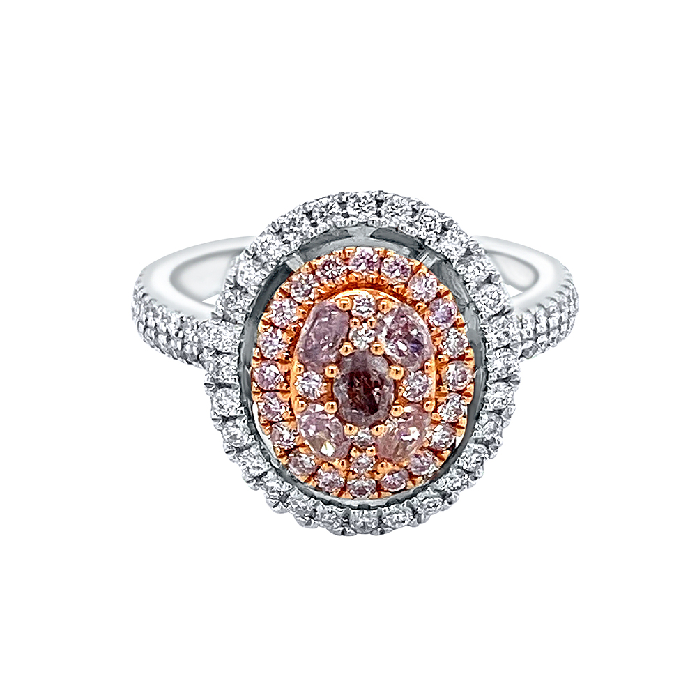 Pink Diamond Ring in 18K Two Tone Gold