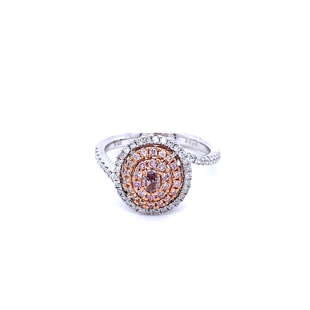 Pink Diamond Ladies Ring in 18K Two Toned Gold