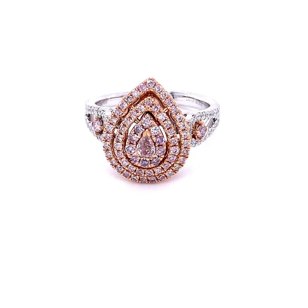 Pink Diamond Ladies Ring in 18K Two Toned Gold