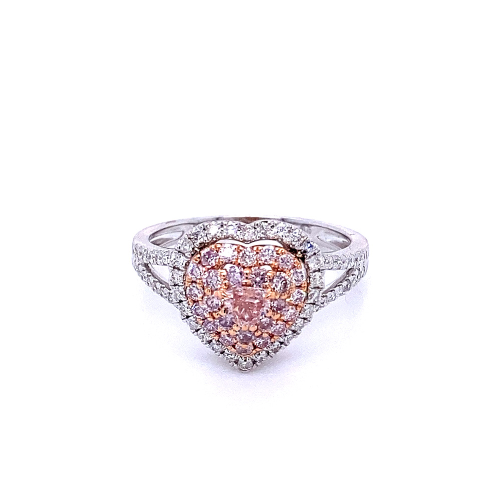 Pink Diamond Ladies Ring in 18K Two Tone Gold