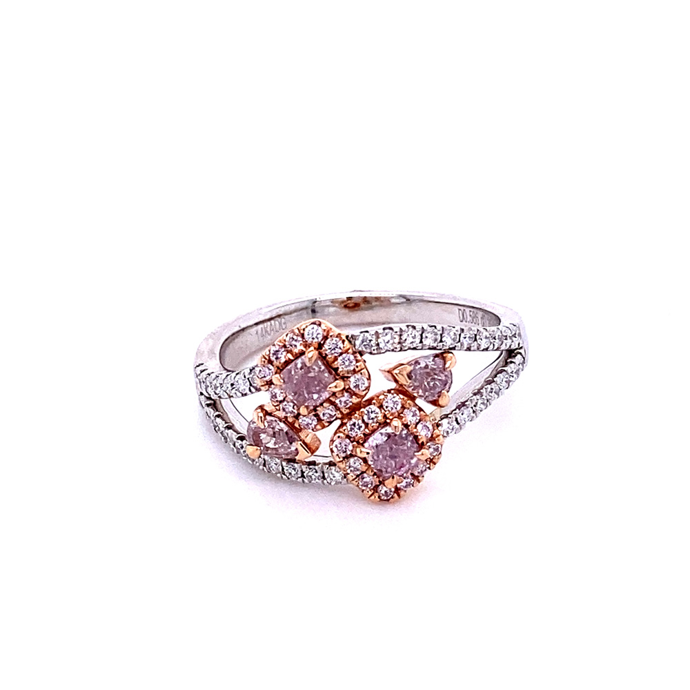 Pink Diamond Ladies Ring in 14K Two Tone Gold