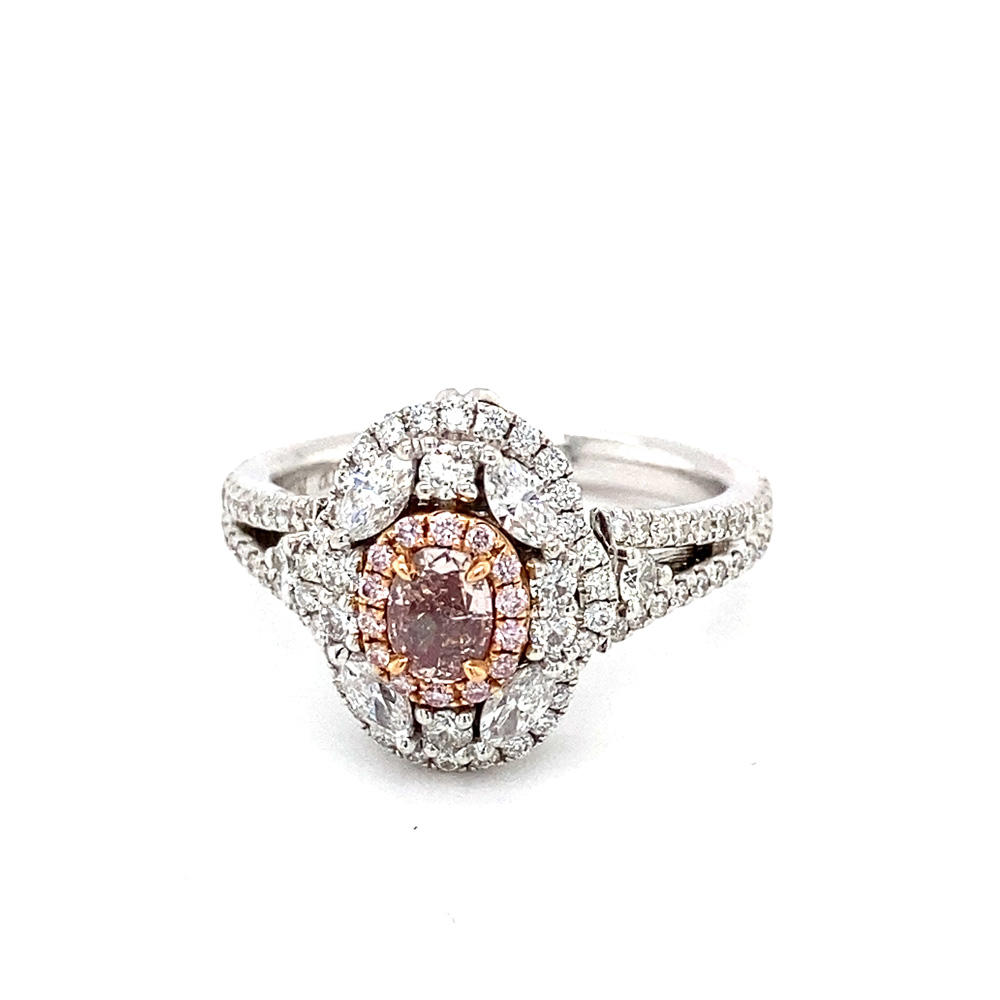 Pink Diamond Ring in 18K Two Tone Gold