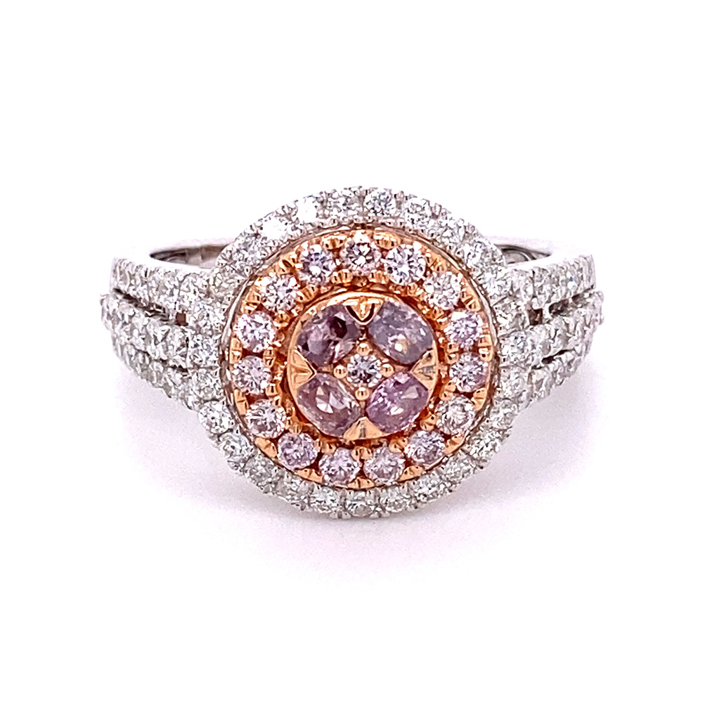 Natural Pink-Purple Diamond Ring in 18K Two Tone Gold