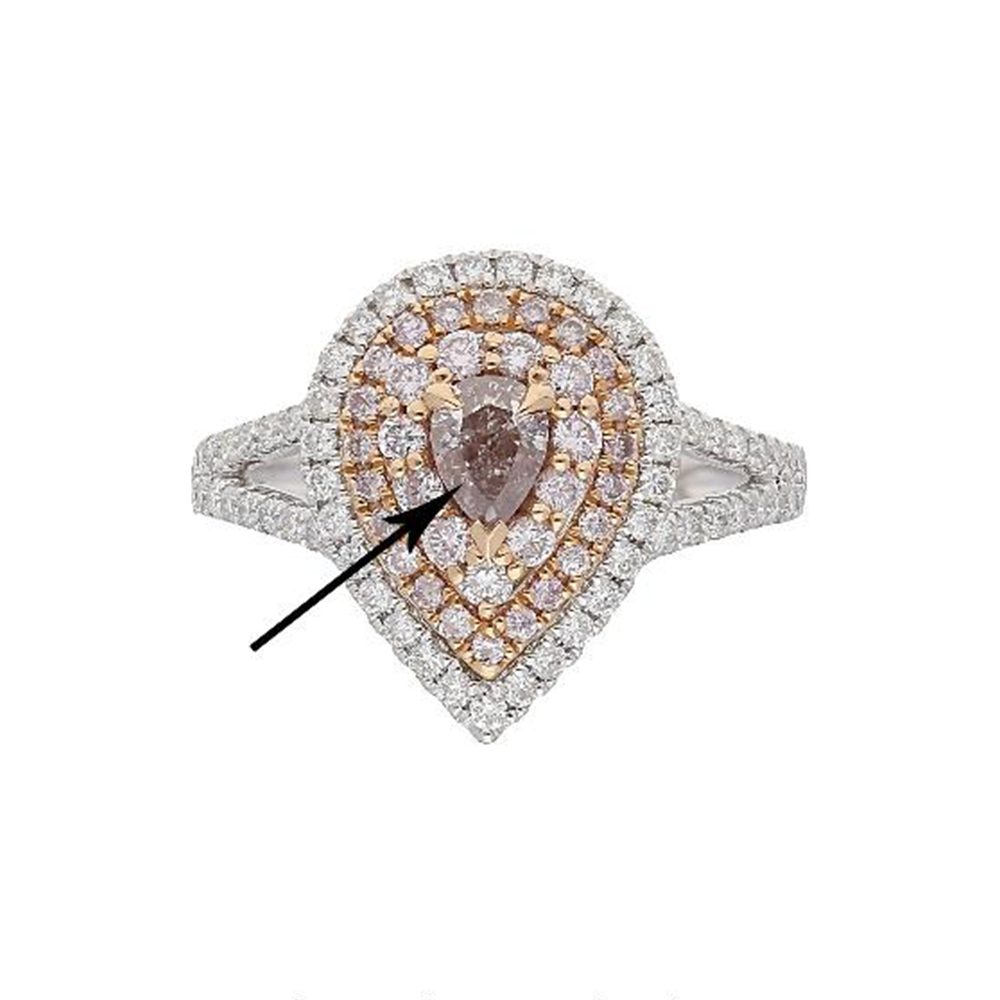 Natural Brown Pink Diamond Ring in 18K Two Tone Gold