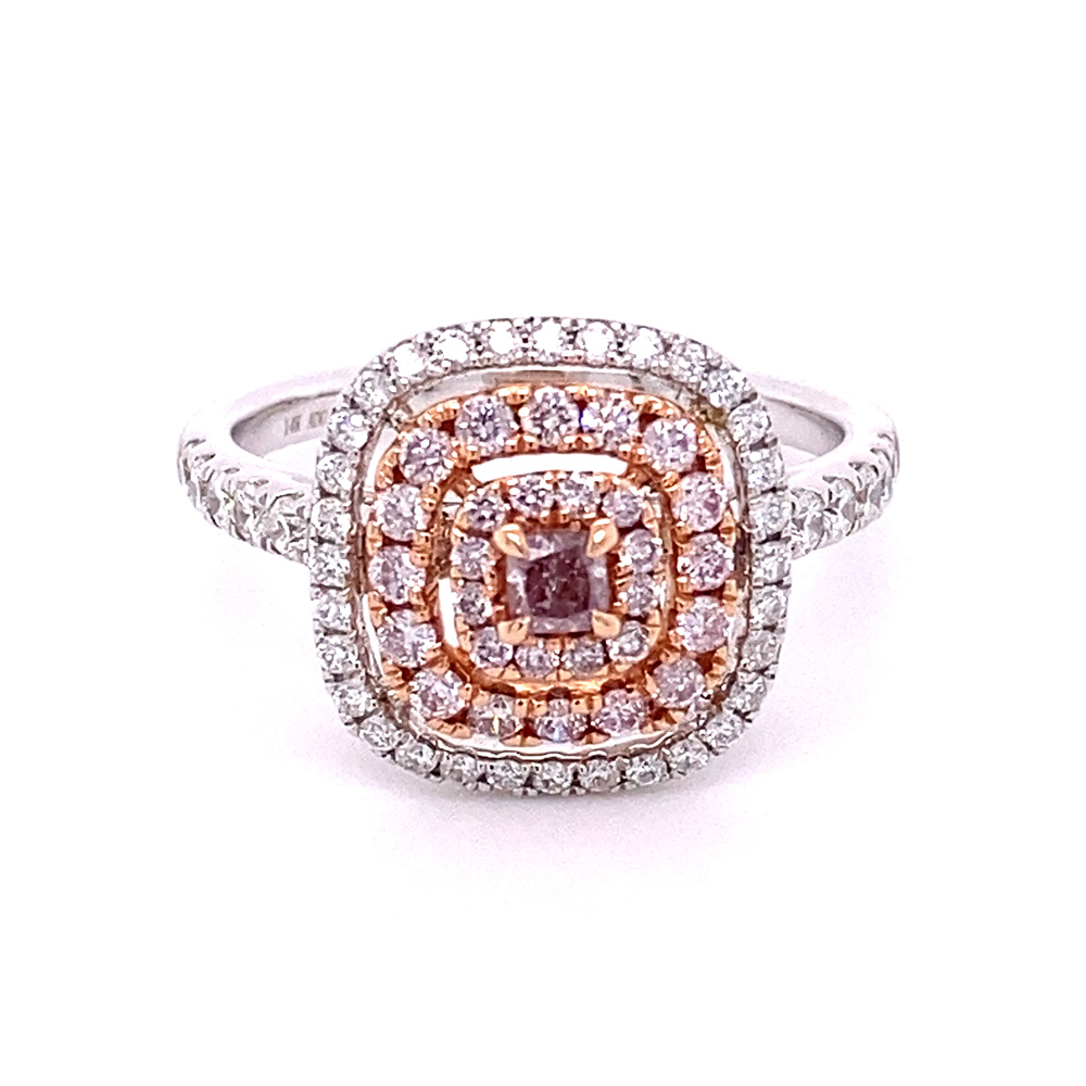 Natural Brownish Pink Diamond Ring in 14K Two Tone Gold