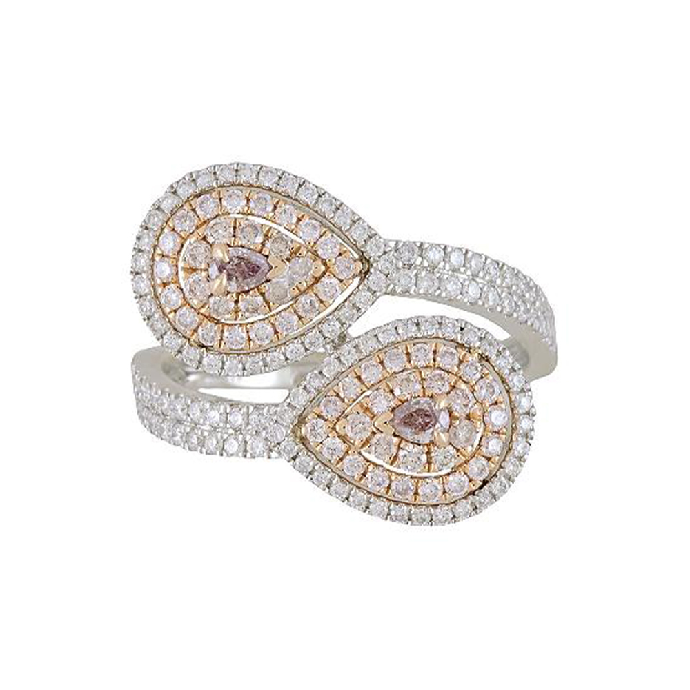 Natural Brownish-Pink Diamond Ring in 18K Two Tone Gold