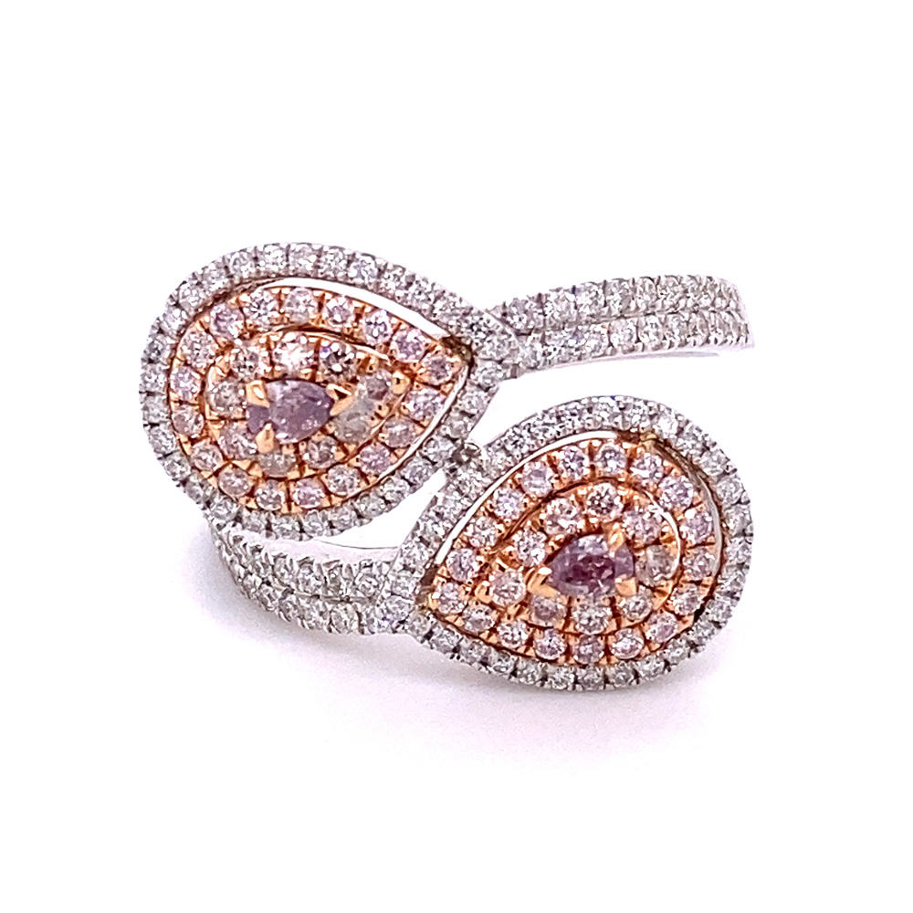 Natural Brownish-Pink Diamond Ring in 18K Two Tone Gold