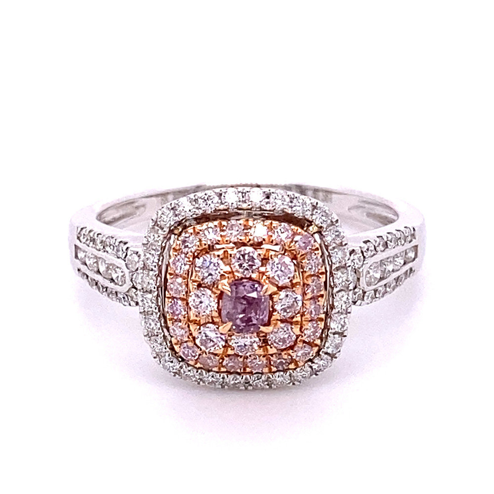 Natural Purple-Pink Diamond Ring in 18K Two Tone Gold