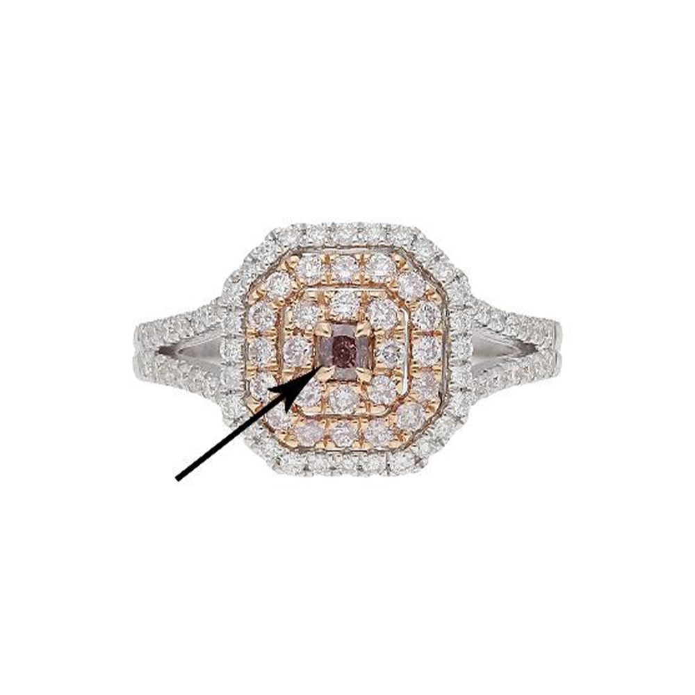 Natural Brown-Pink Diamond Ring in 18K Two Tone Gold