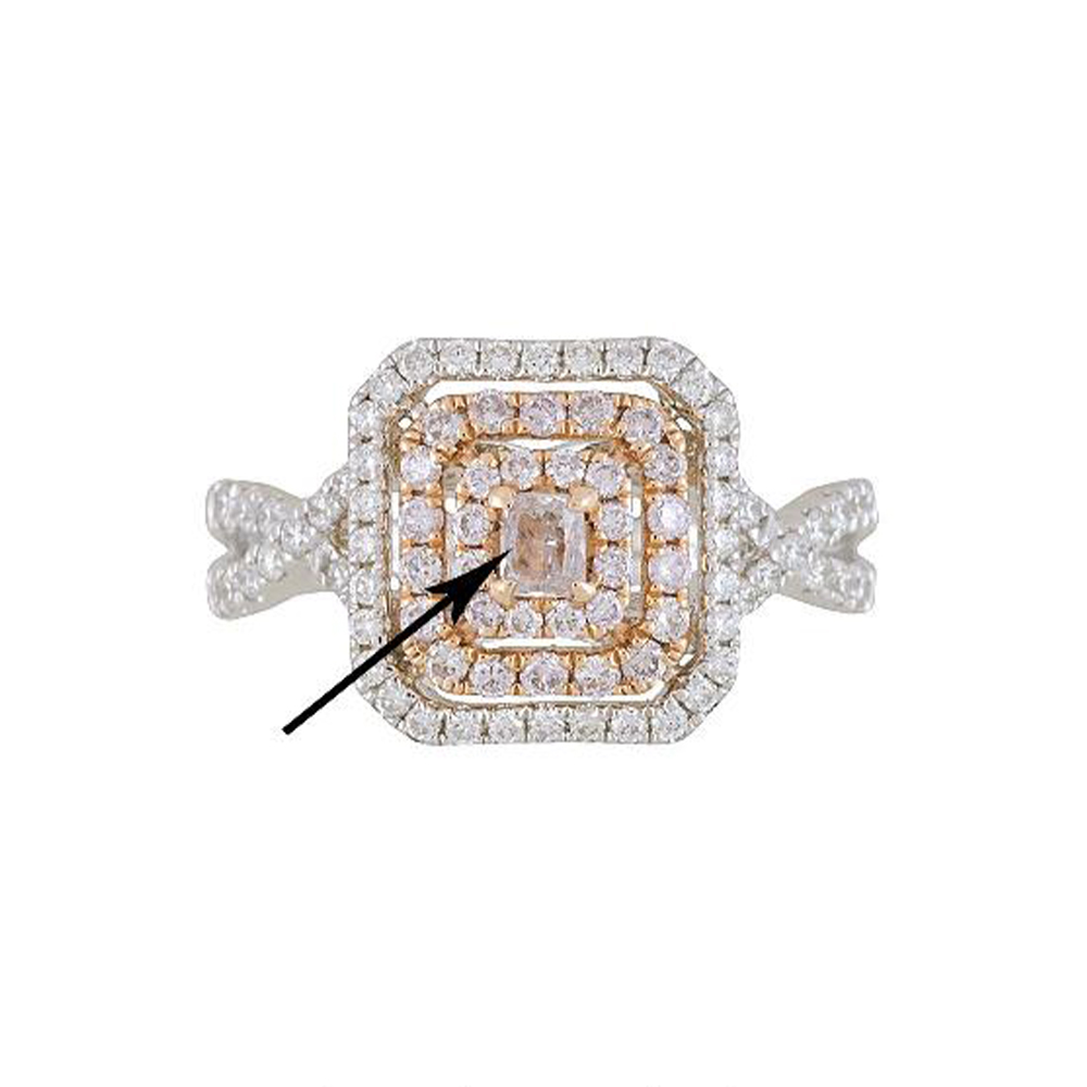 Natural Pink Diamond Ring in 14K Two Tone Gold