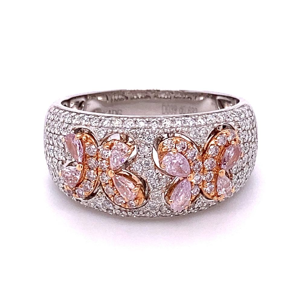 Natural Pink Diamond Ring in 18K Two Tone Gold