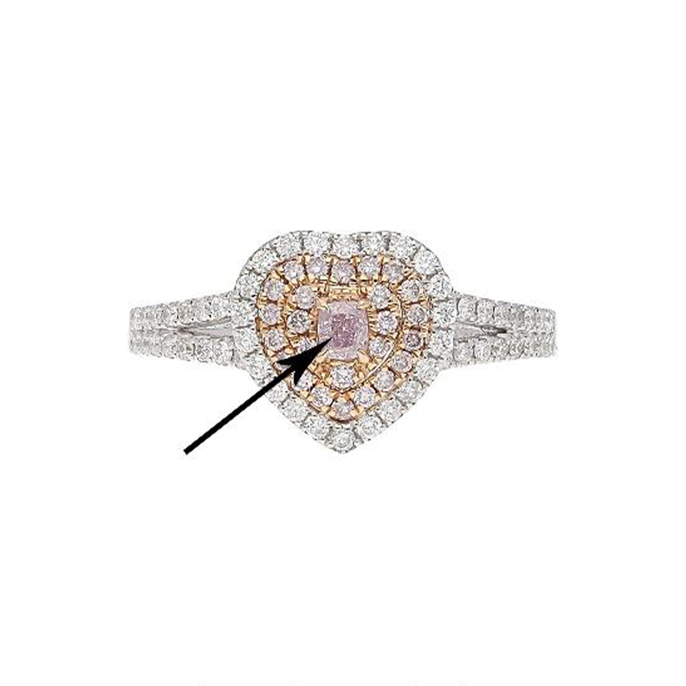 Natural Pink Diamond Ring in 18K Two Tone Gold