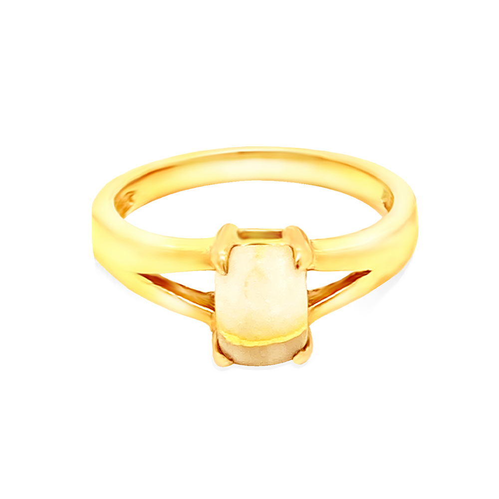 White Glacier Gold Ring in 14K Yellow Gold