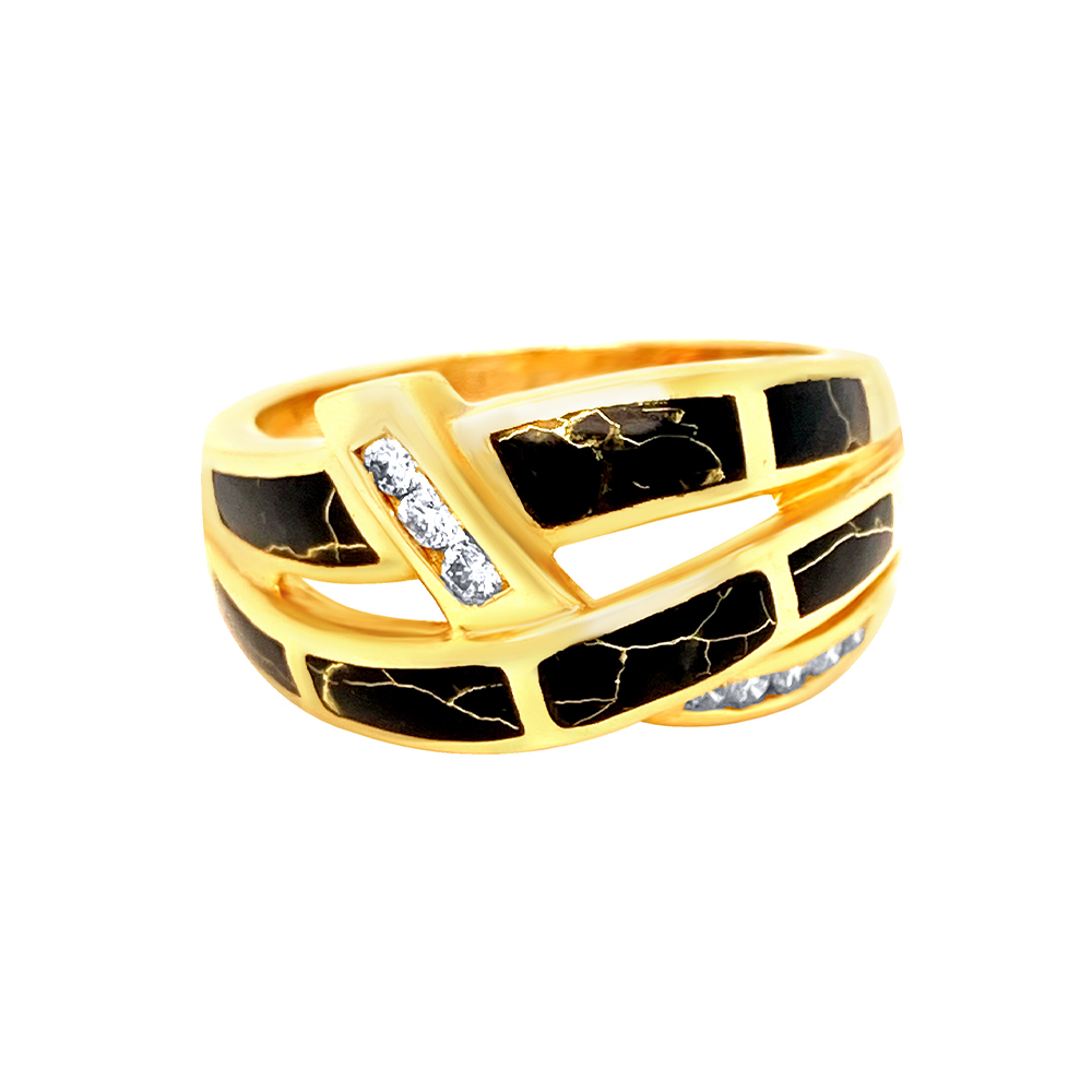 Black Glacier Gold Ring in 14K Yellow Gold