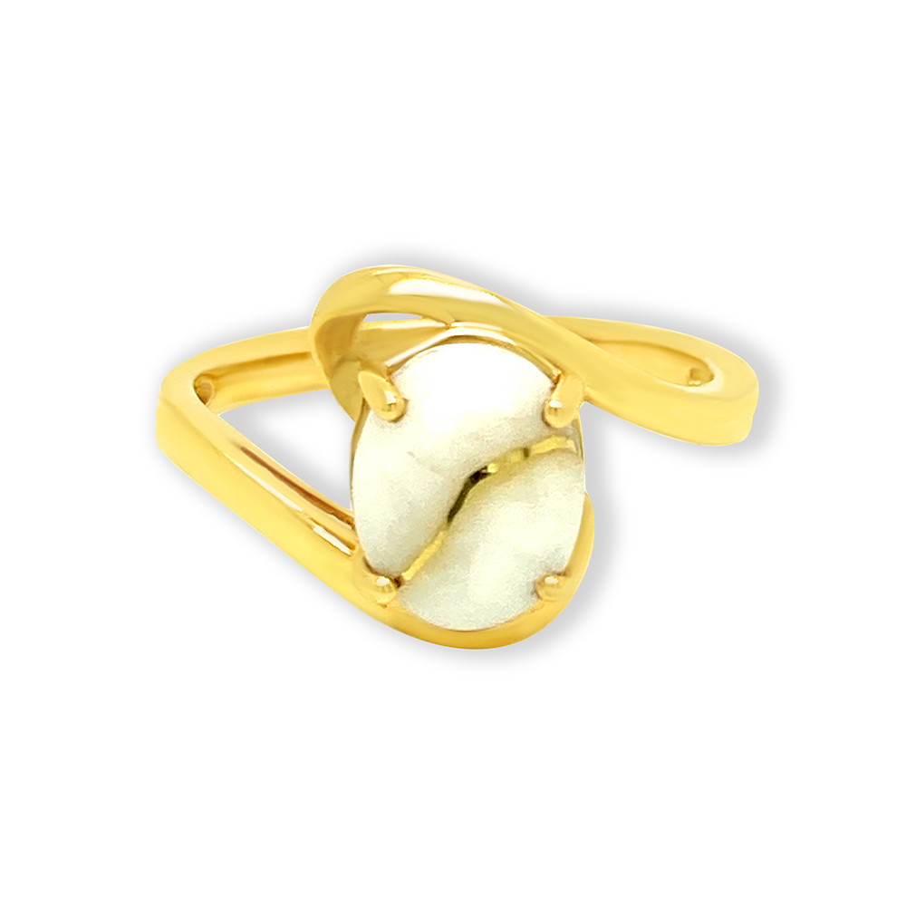 White Glacier Gold Ring in 14K Yellow Gold