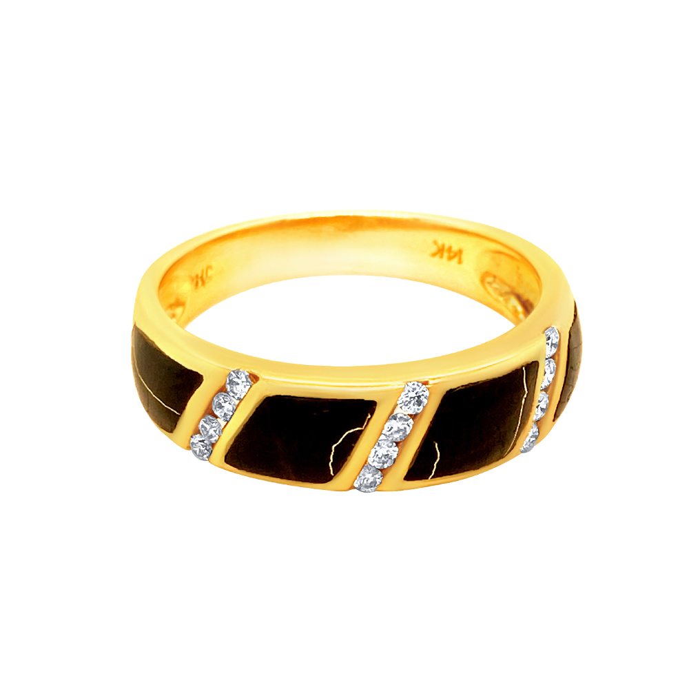 Black Glacier Gold Ladies Ring in 14K Yellow Gold