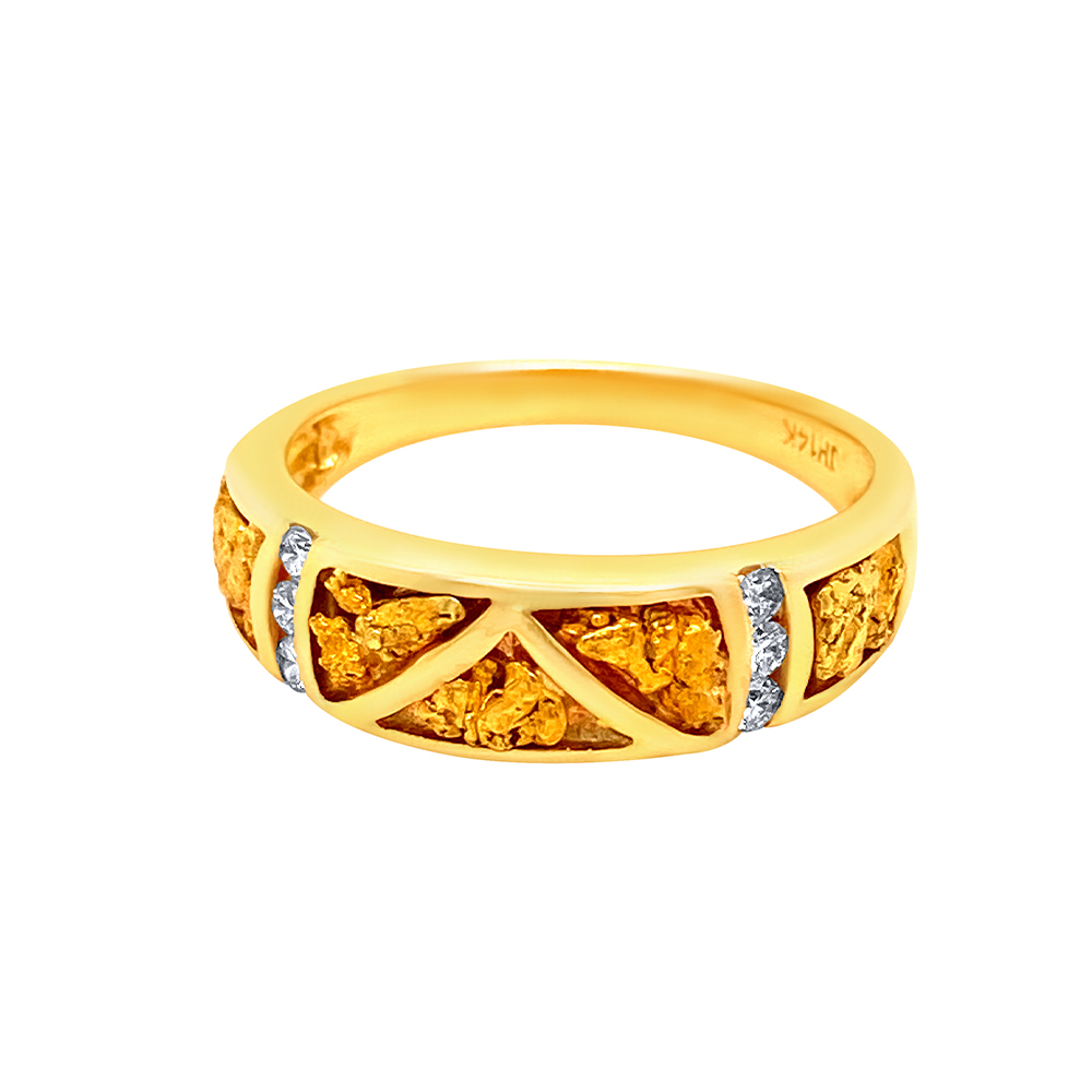 Gold Nugget Ladies Ring in 14K Yellow Gold