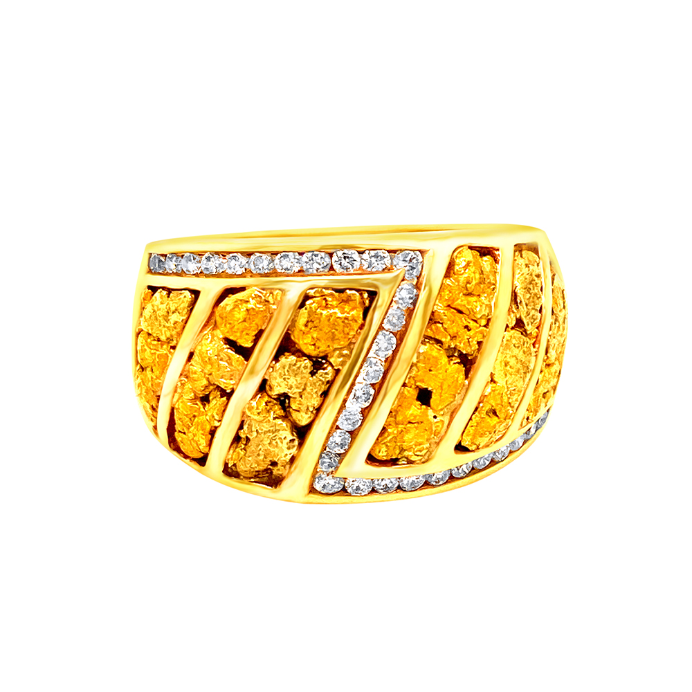 Gold Nugget Ladies Ring in 14K Yellow Gold