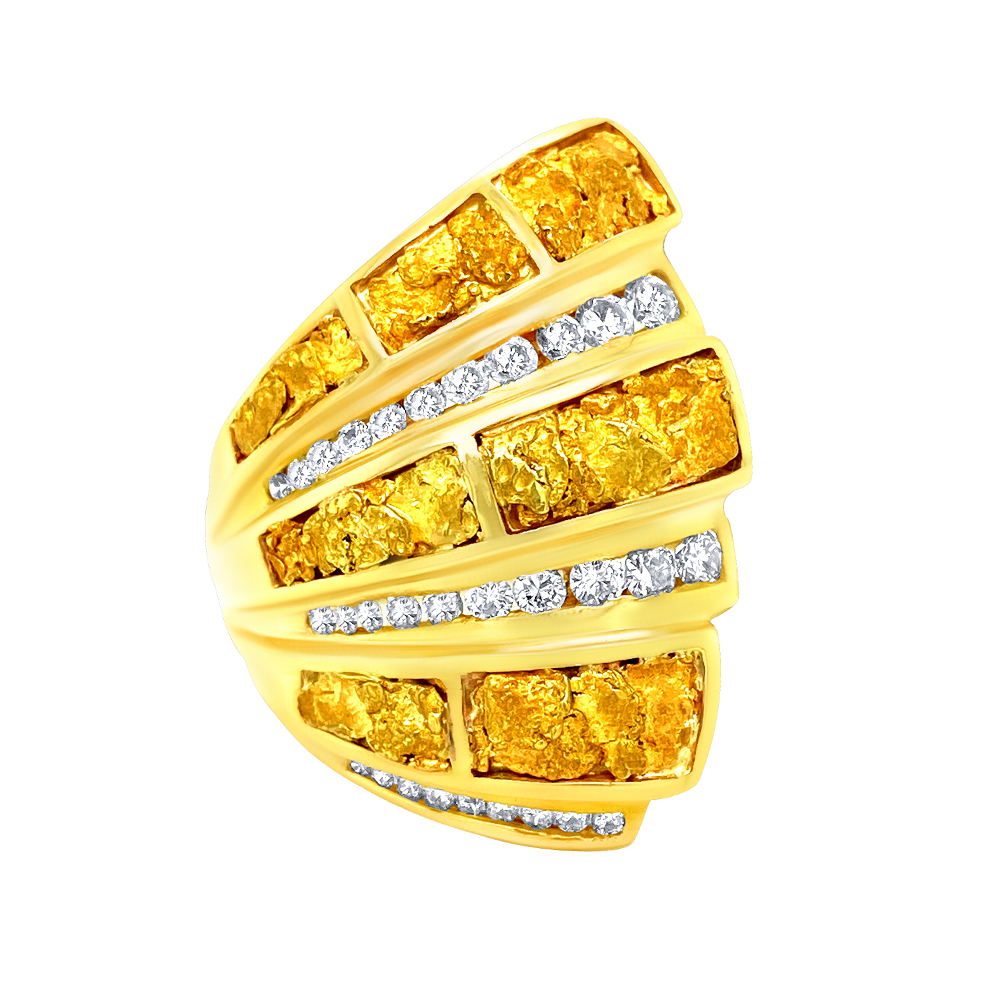 Gold Nugget Ring in 14K Yellow Gold