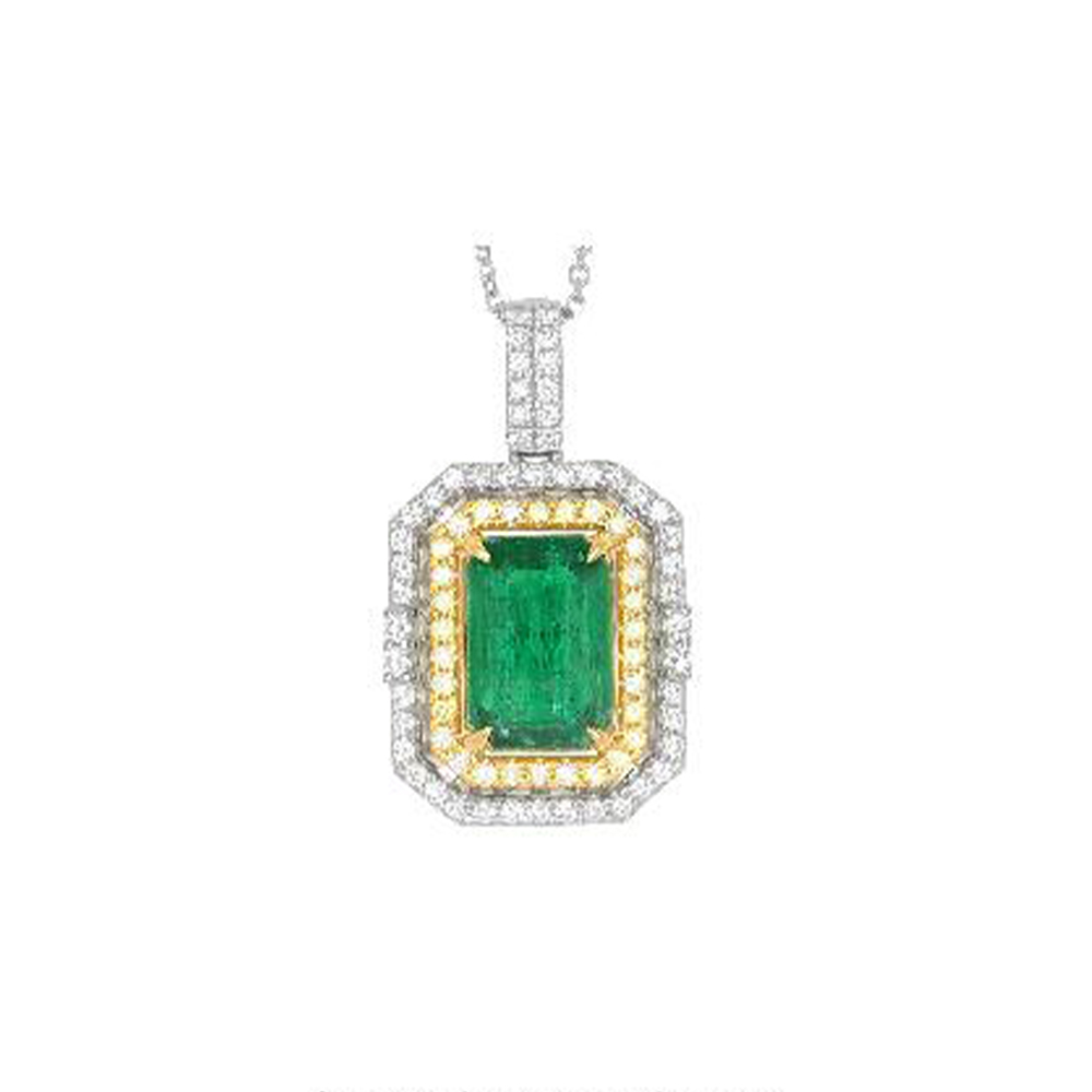 Emerald Pendant in 18K Two Tone Gold