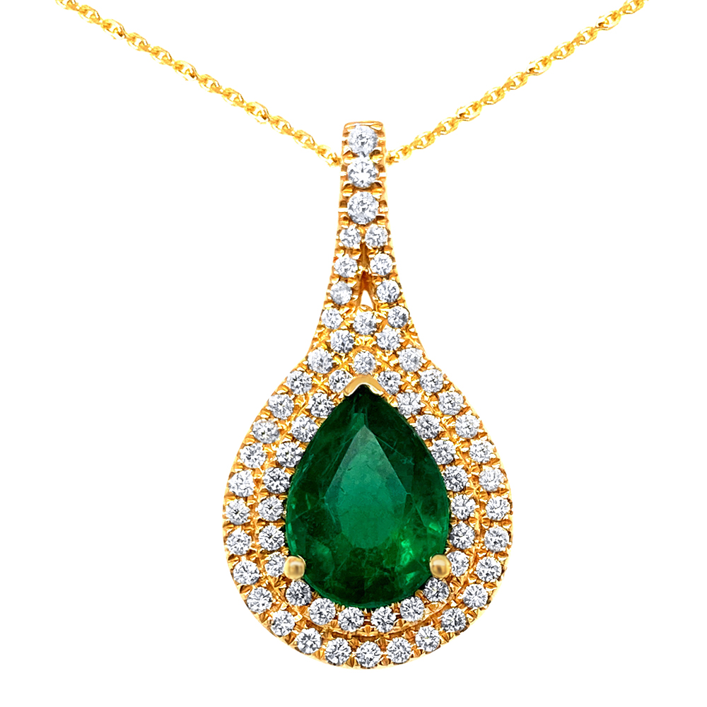 Emerald Pendant in 14K Yellow Gold
