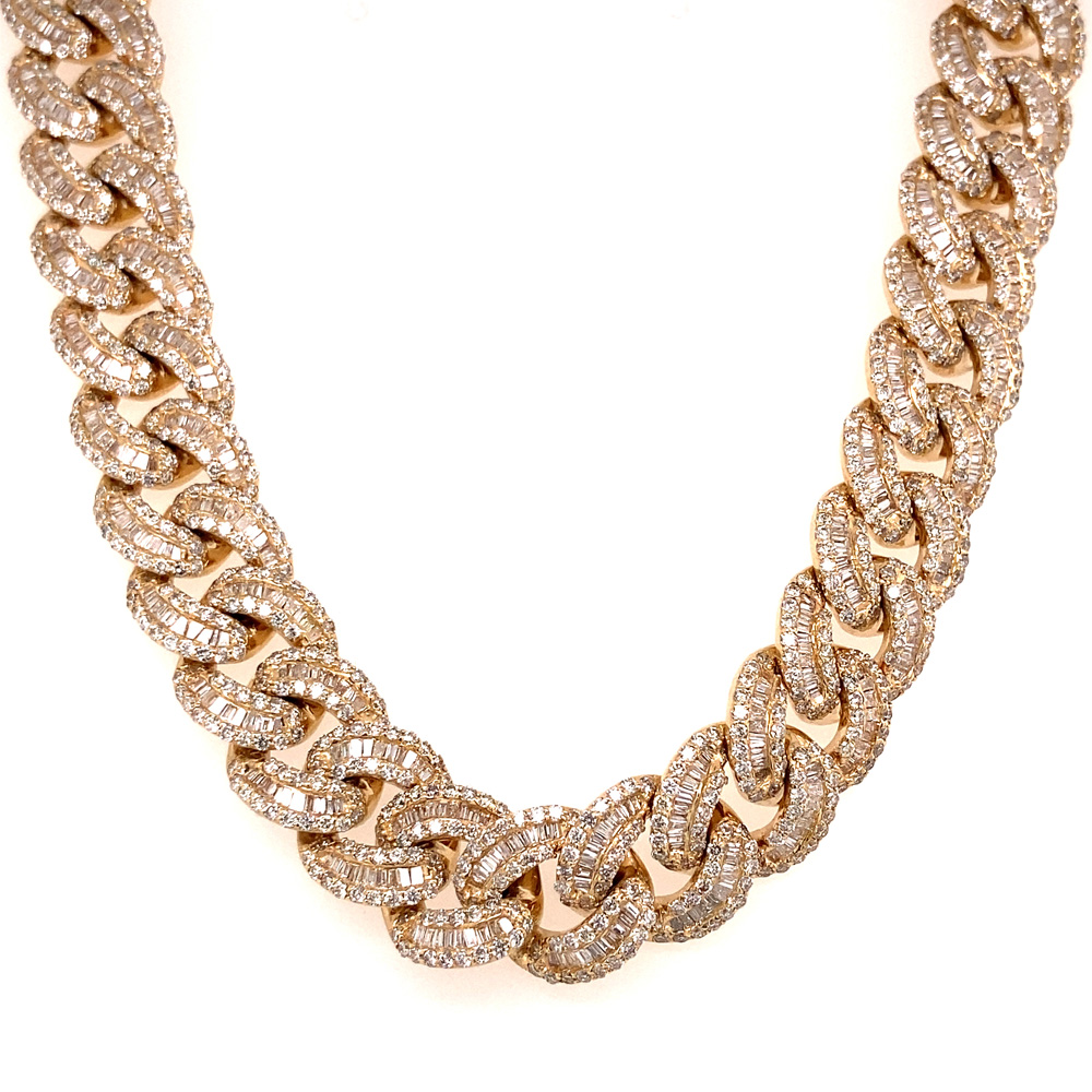 Diamond Mens Necklace in 14K Yellow Gold