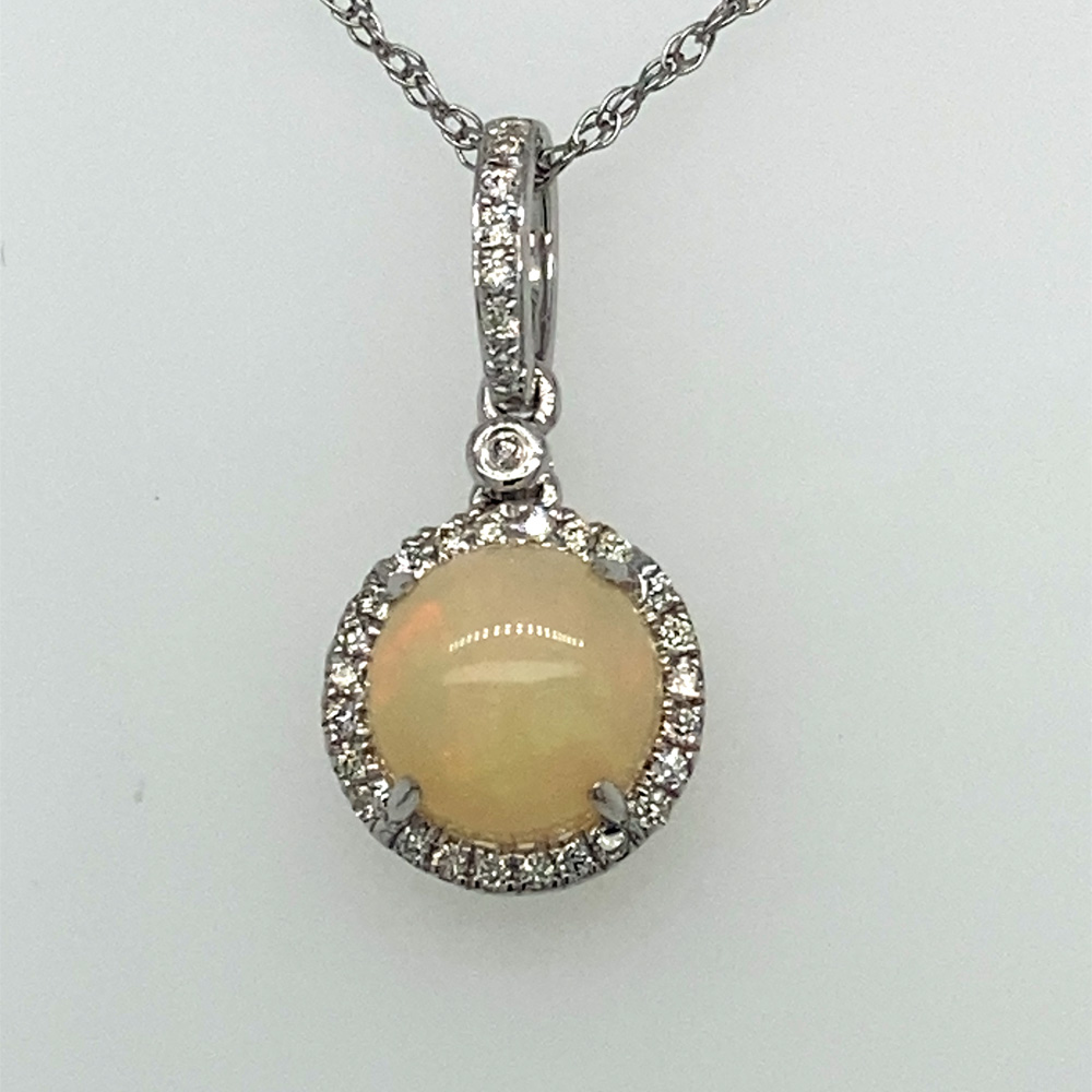 Opal Pendant in 14K White Gold