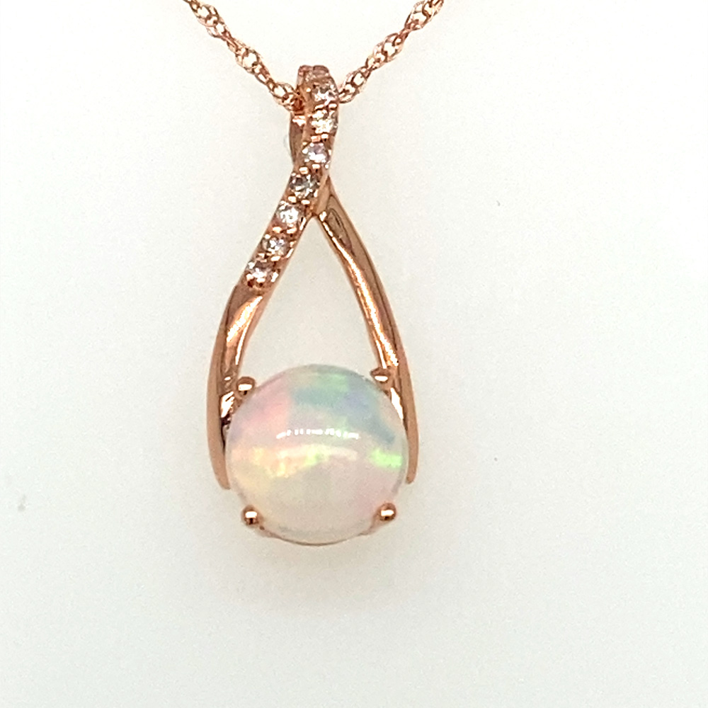 Opal Pendant in 14K Rose Gold