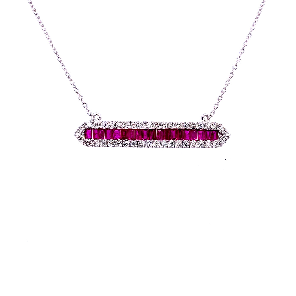 Ruby Necklace in 14K White Gold