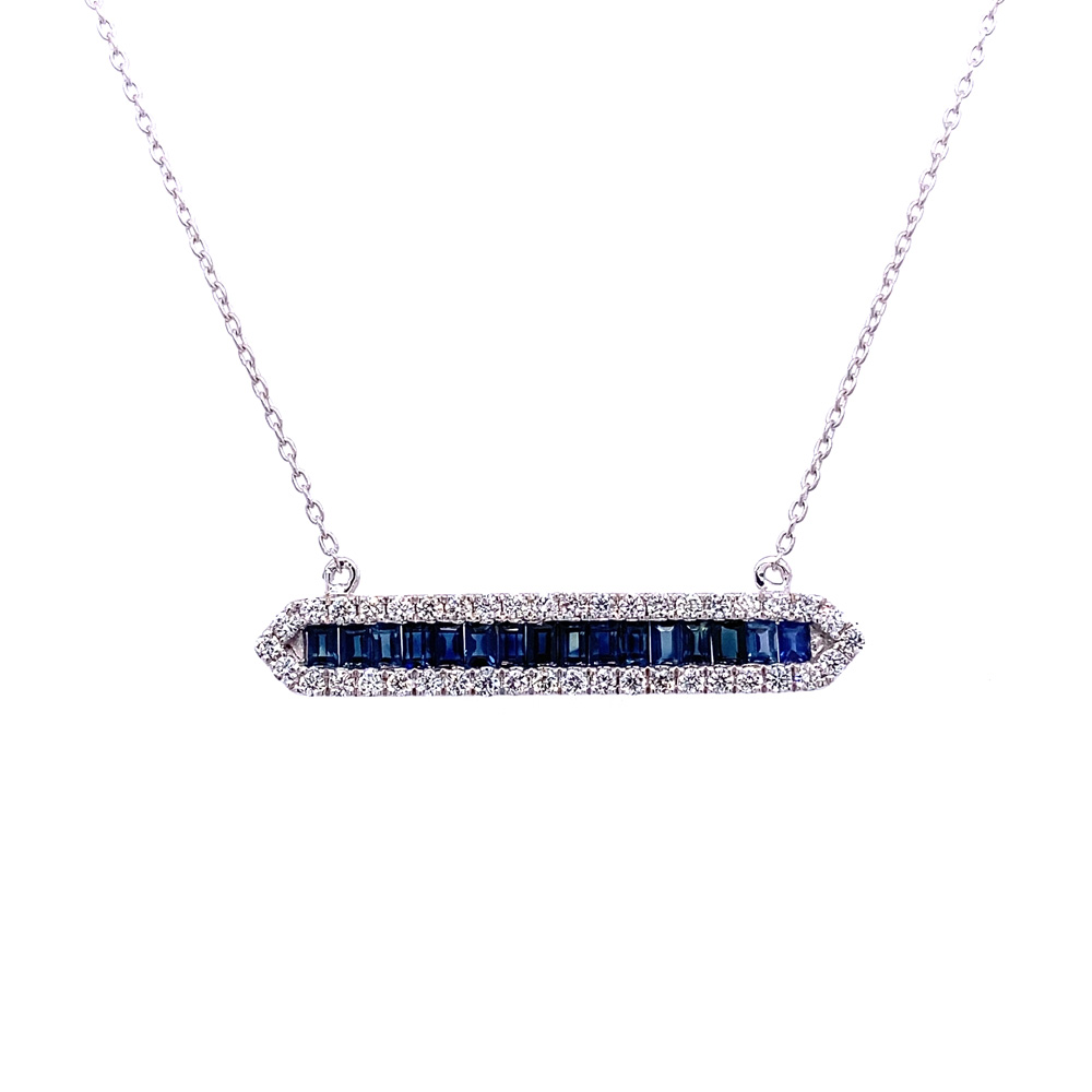Blue Sapphire Necklace in 14K White Gold