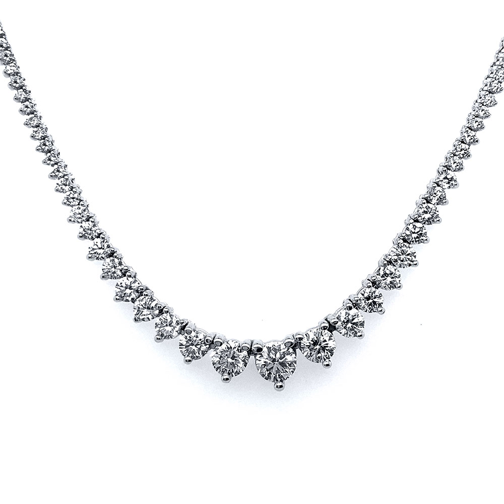 Diamond Ladies Tennis Necklace in 14K White Gold