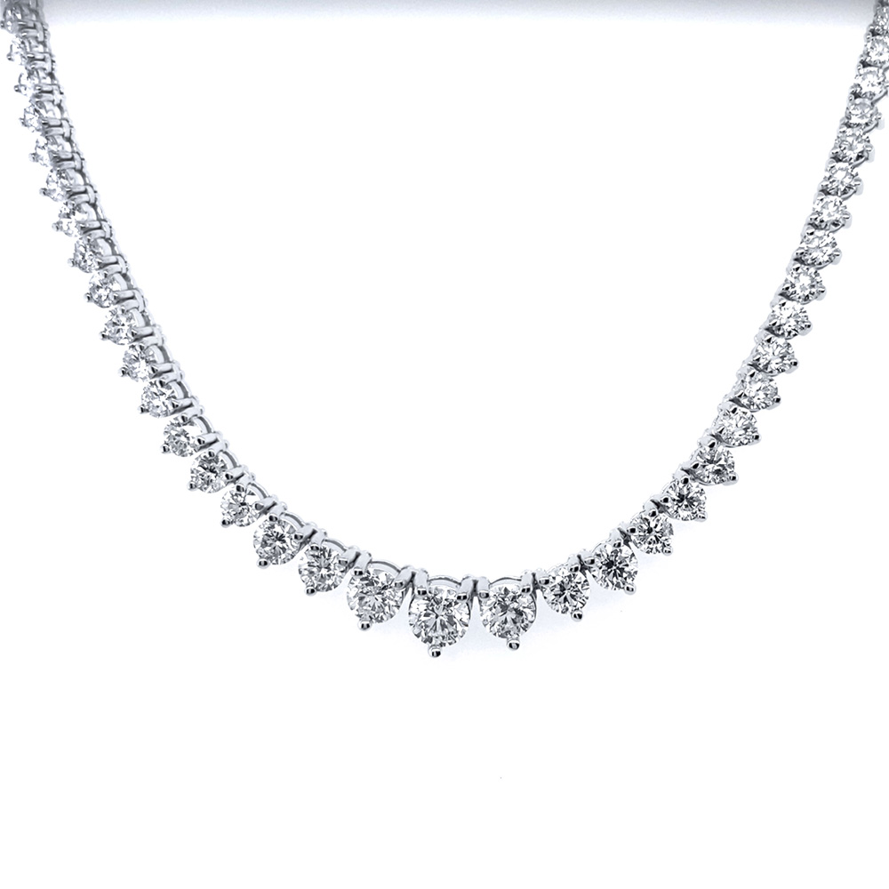 Diamond Ladies Tennis Necklace in 14K White Gold
