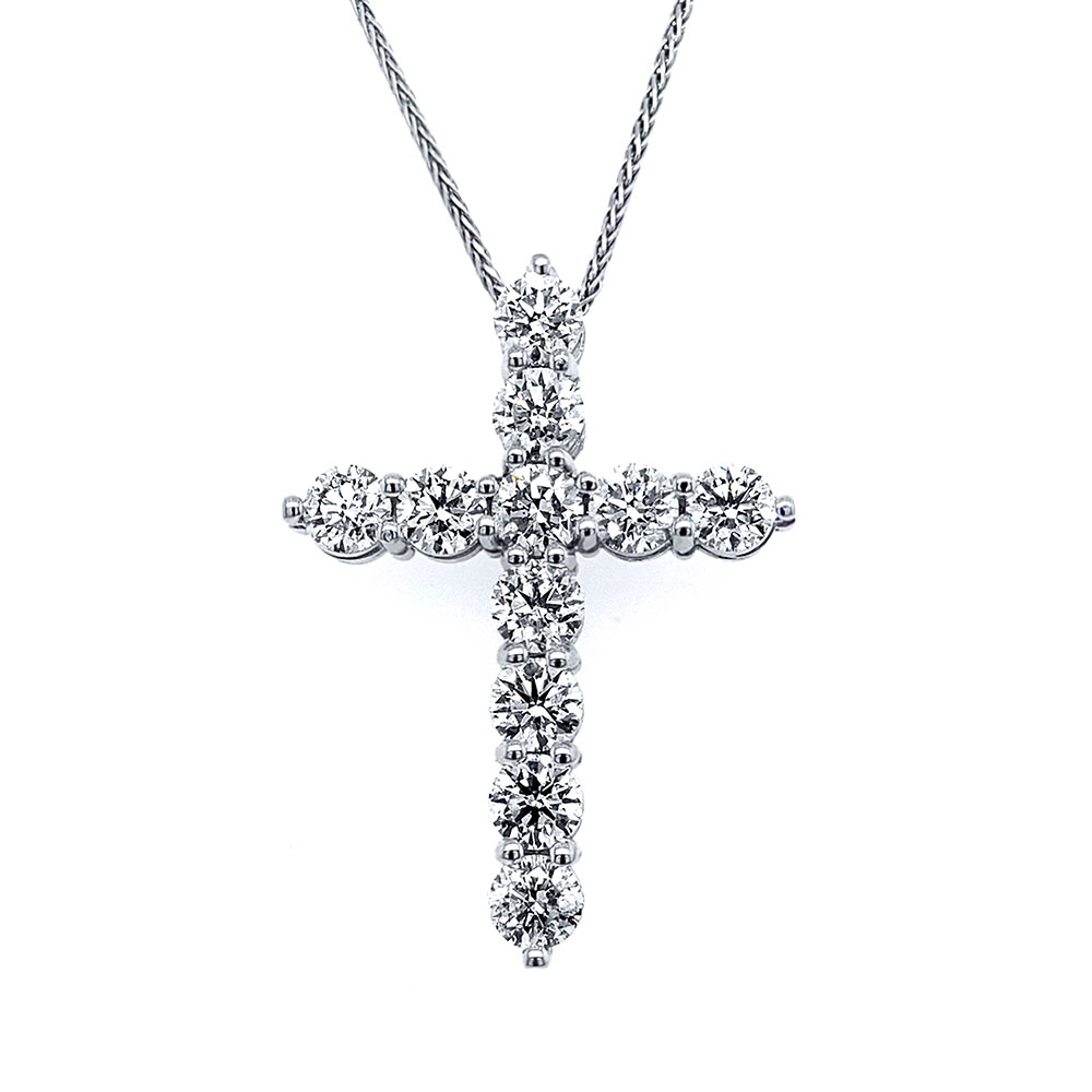 Diamond Ladies Cross Pendant in 14K White Gold