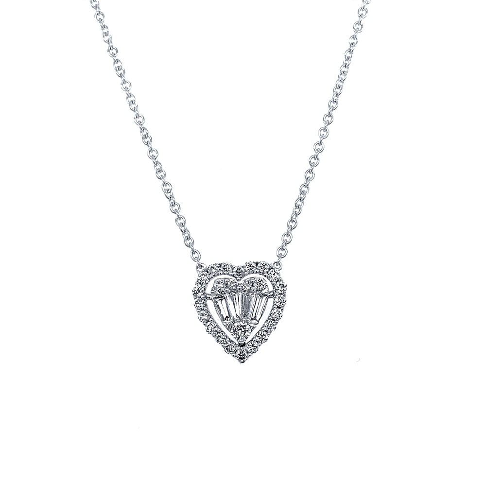 Diamond Ladies Heart Necklace in 14K White Gold