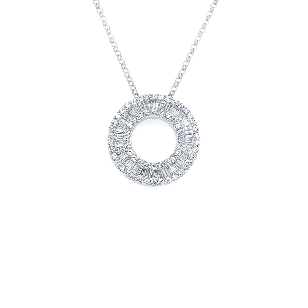 Diamond Circle Ladies Pendant in 14K White Gold