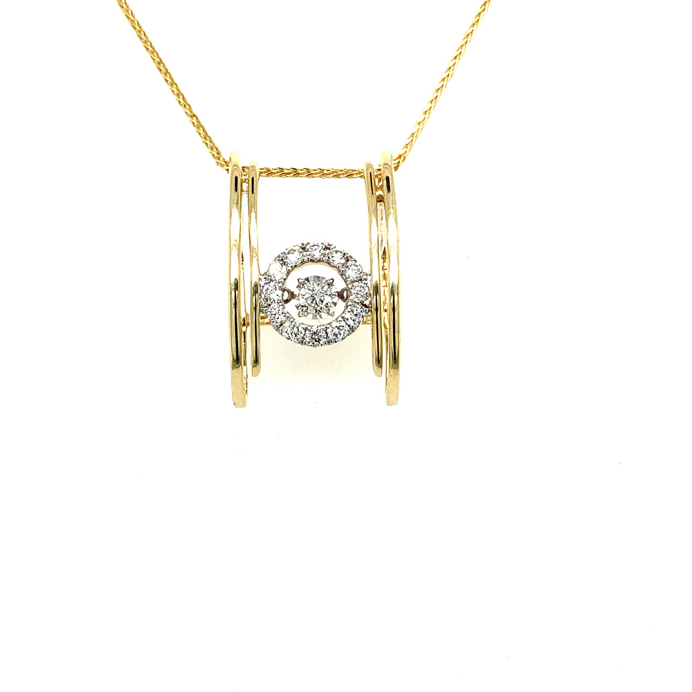 Diamond Pendant in 14K Two Toned Gold