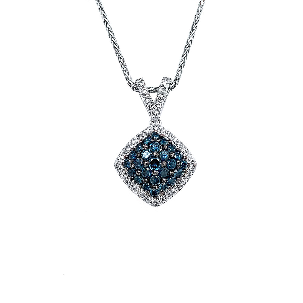 Blue Diamond Pendant in 14K White Gold