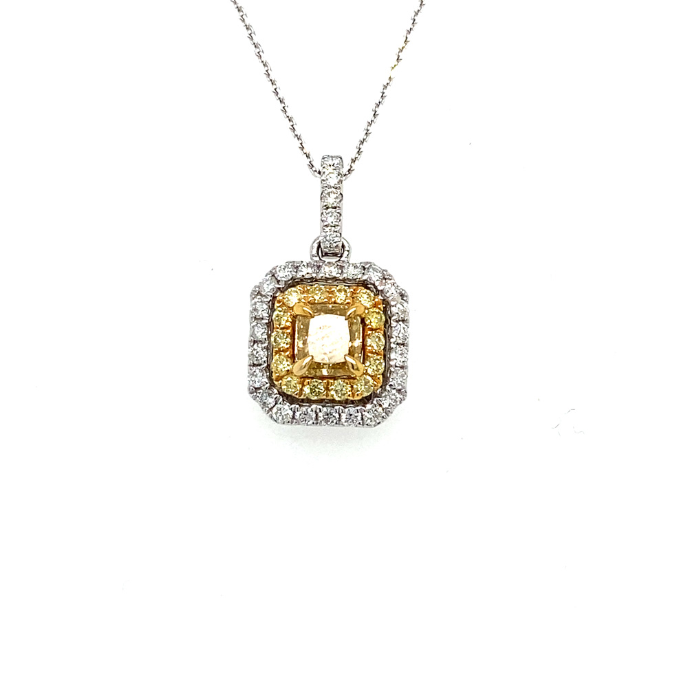 Yellow Diamond Necklace in 14K Two Toned Gold