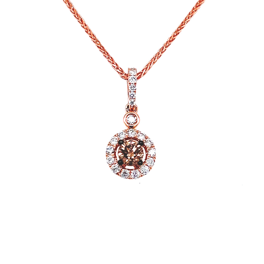 Orangy Brown Diamond Pendant in 14K Rose Gold