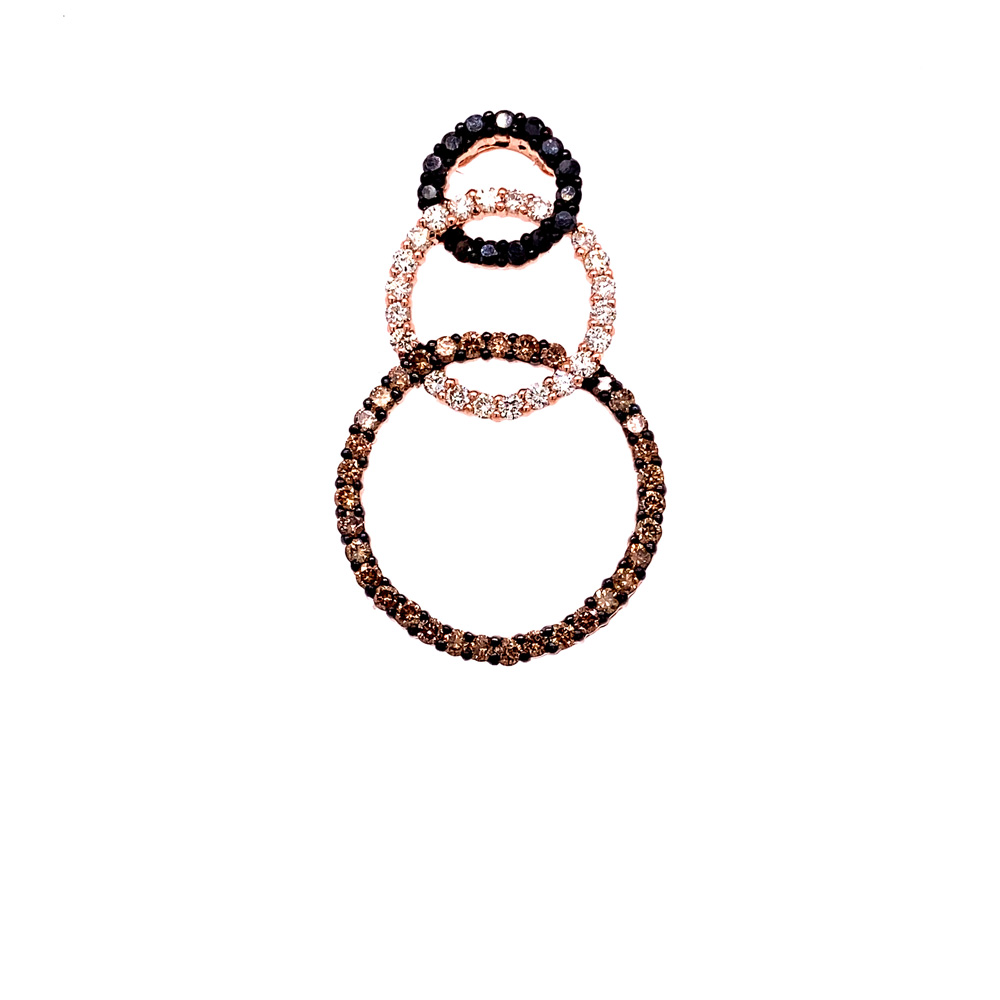 Orangy Brown and Black Diamond Pendant in 14K Rose Gold