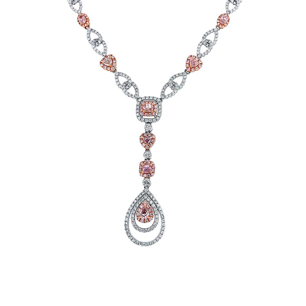 Pink Diamond Necklace in 18K Two Tone Gold