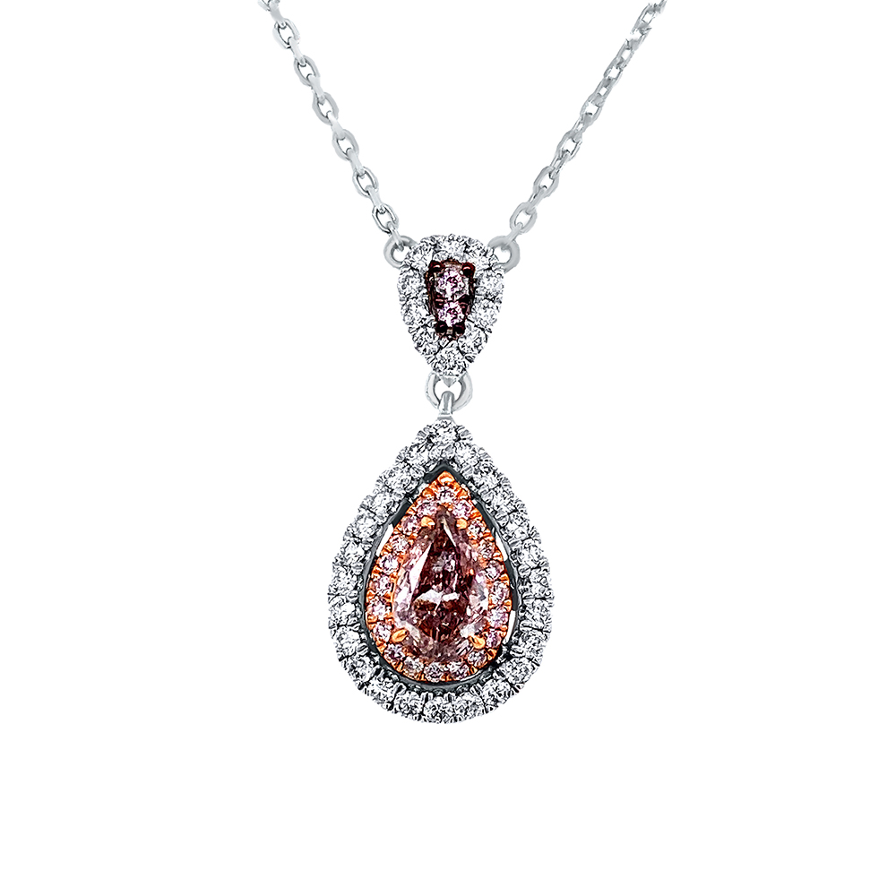 Pink Diamond Necklace in 18K Two Tone Gold