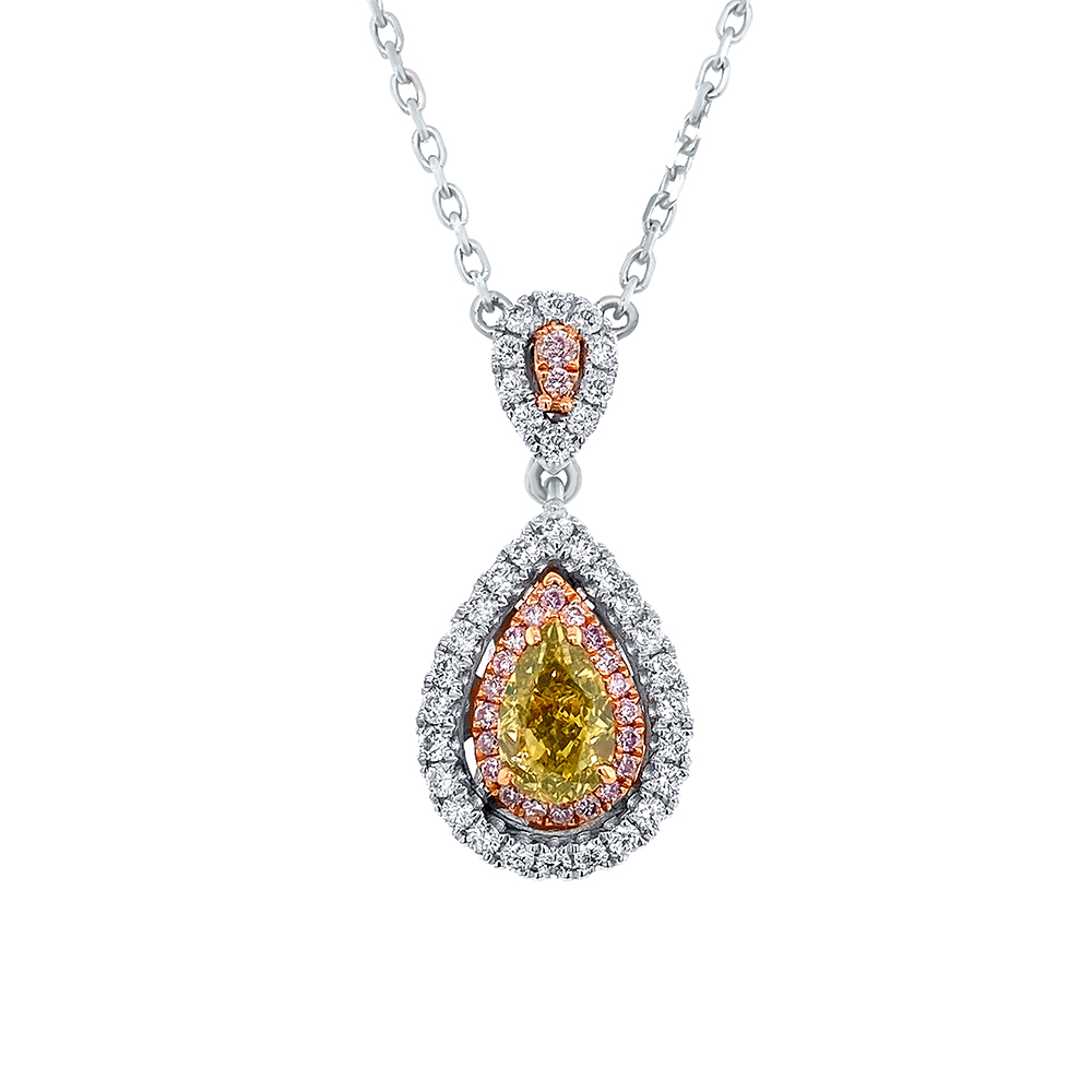 Yellow Diamond Necklace in 18K Two Tone Gold